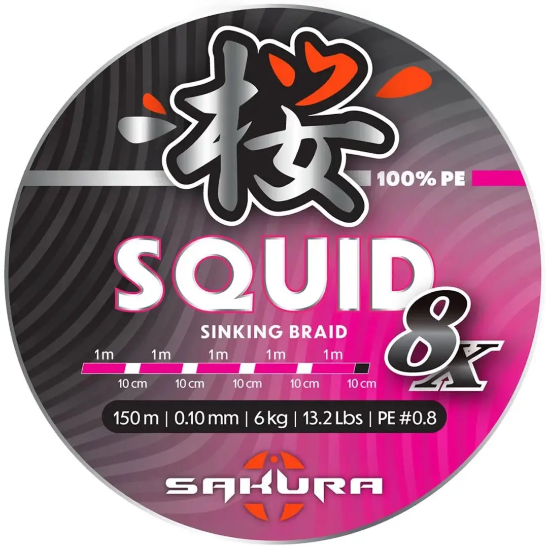 Sakura Squid 8 Gevlochten Vislijn 150 M Blauw 0.200 mm