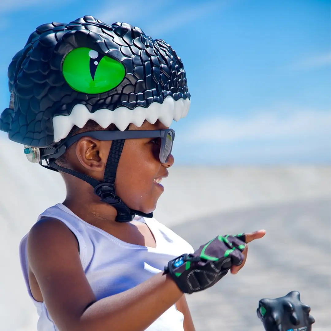 Crazy Safety Kinderfietshelm Zwarte Draak - Maat M 55/59cm - afbeelding 4 van 6