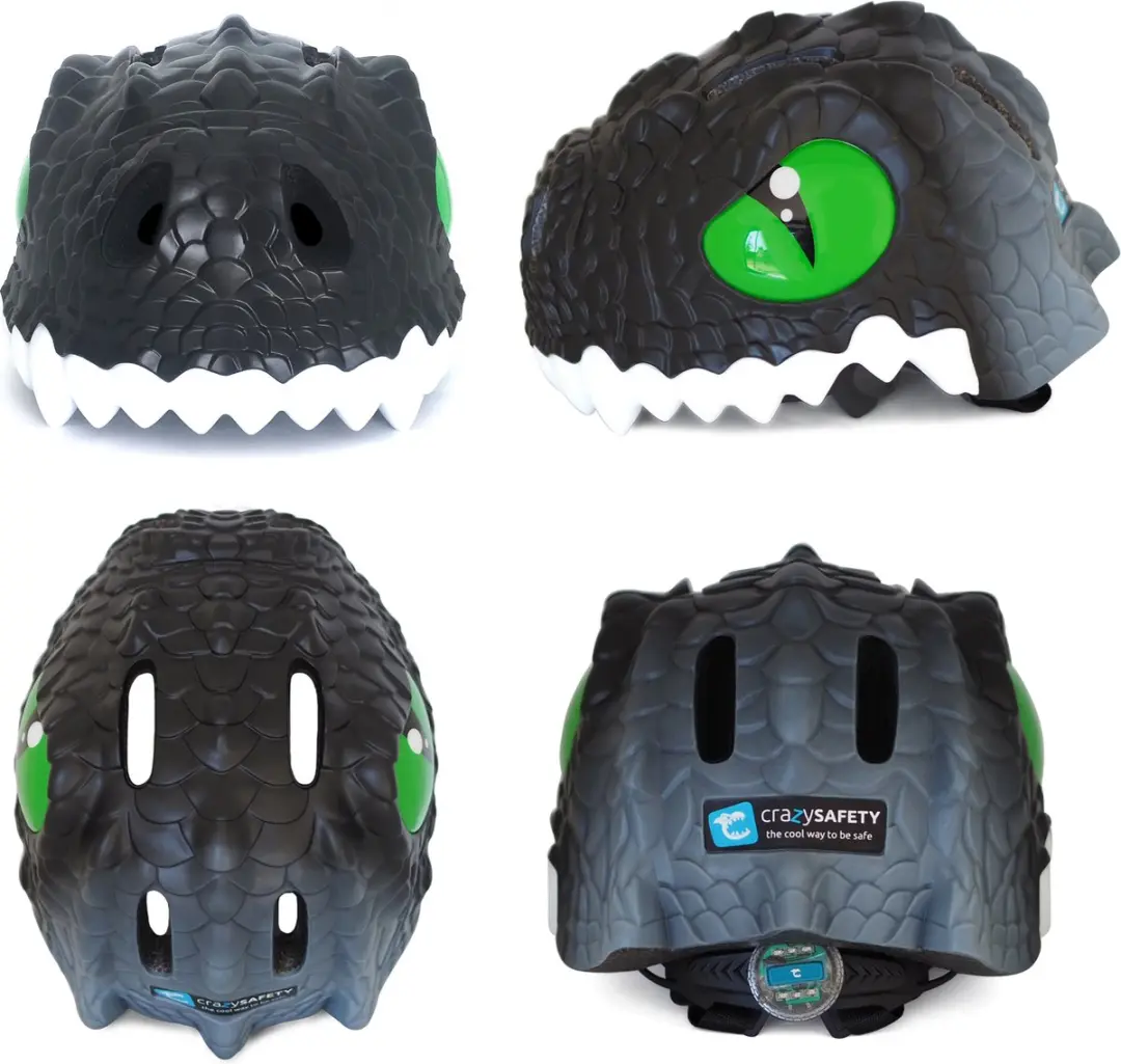 Crazy Safety Kinderfietshelm Zwarte Draak - Maat M 55/59cm - afbeelding 2 van 6