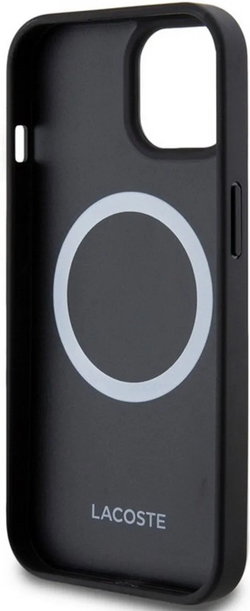 Lacoste Iconic Petit Pique Back Case (geschikt voor Magsafe) - Apple iPhone 15 (6.1") - Zwart