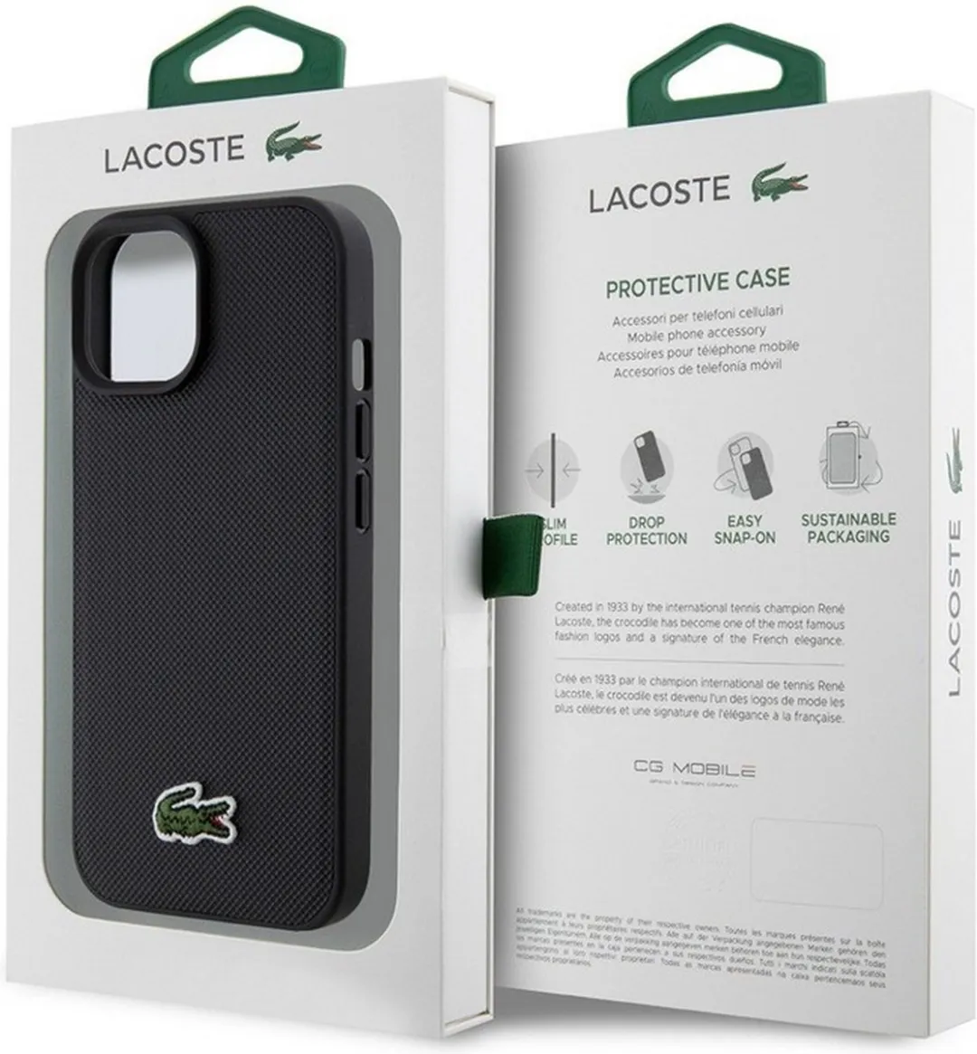 Lacoste Iconic Petit Pique Back Case (geschikt voor Magsafe) - Apple iPhone 15 (6.1") - Zwart