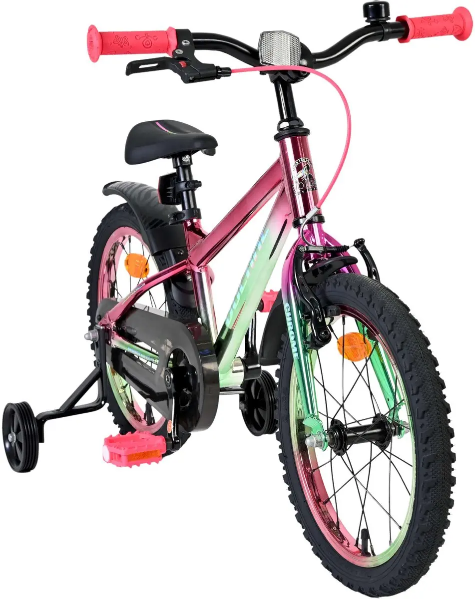 Volare Chrome Kinderfiets 16 inch - Roze/Groen - afbeelding 2 van 6