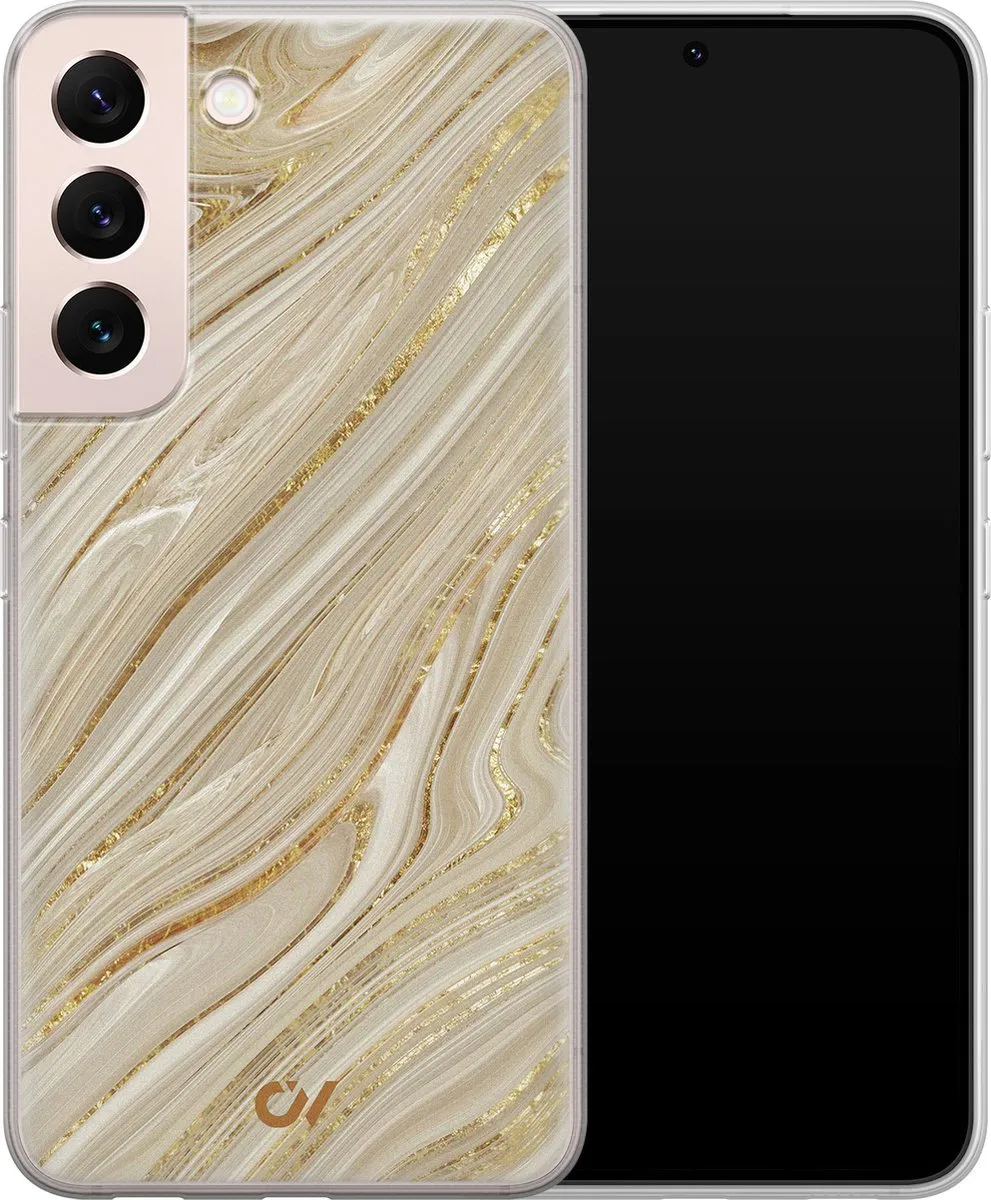 Casevibes Samsung Galaxy S22 Hoesje Golden Marble - Goud
