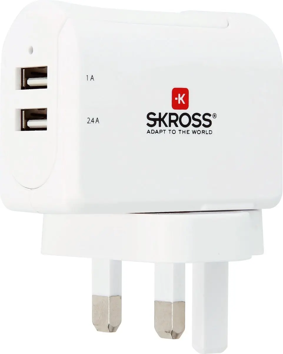 SKROSS Reisstekker UK 2x USB (Side Connection)