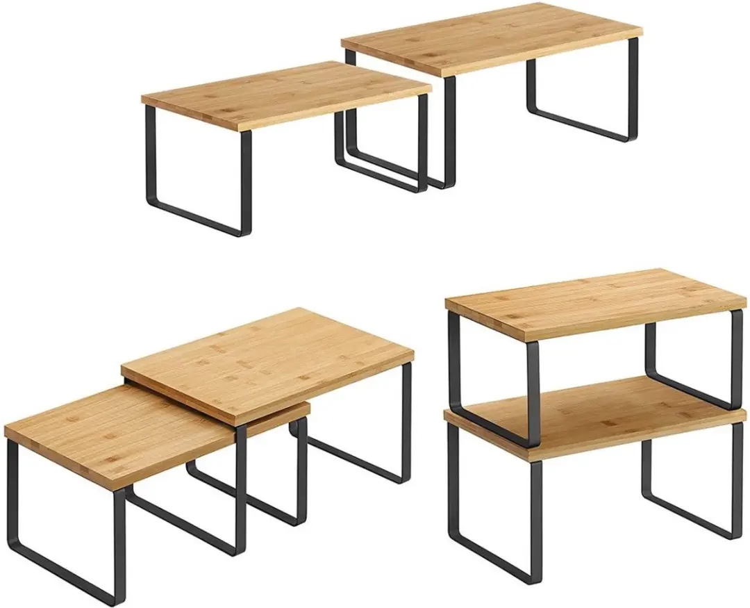 Songmics Bamboe Kruidenrekjes Set - 2 Stuks - Zwart/Natuur - afbeelding 3 van 6