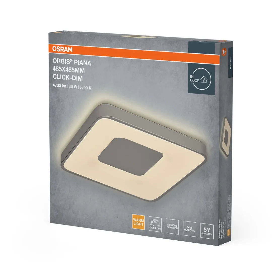 Osram Orbis Piana LED Plafondlamp 485mm 36W - 3000K Warm Wit - Zilver