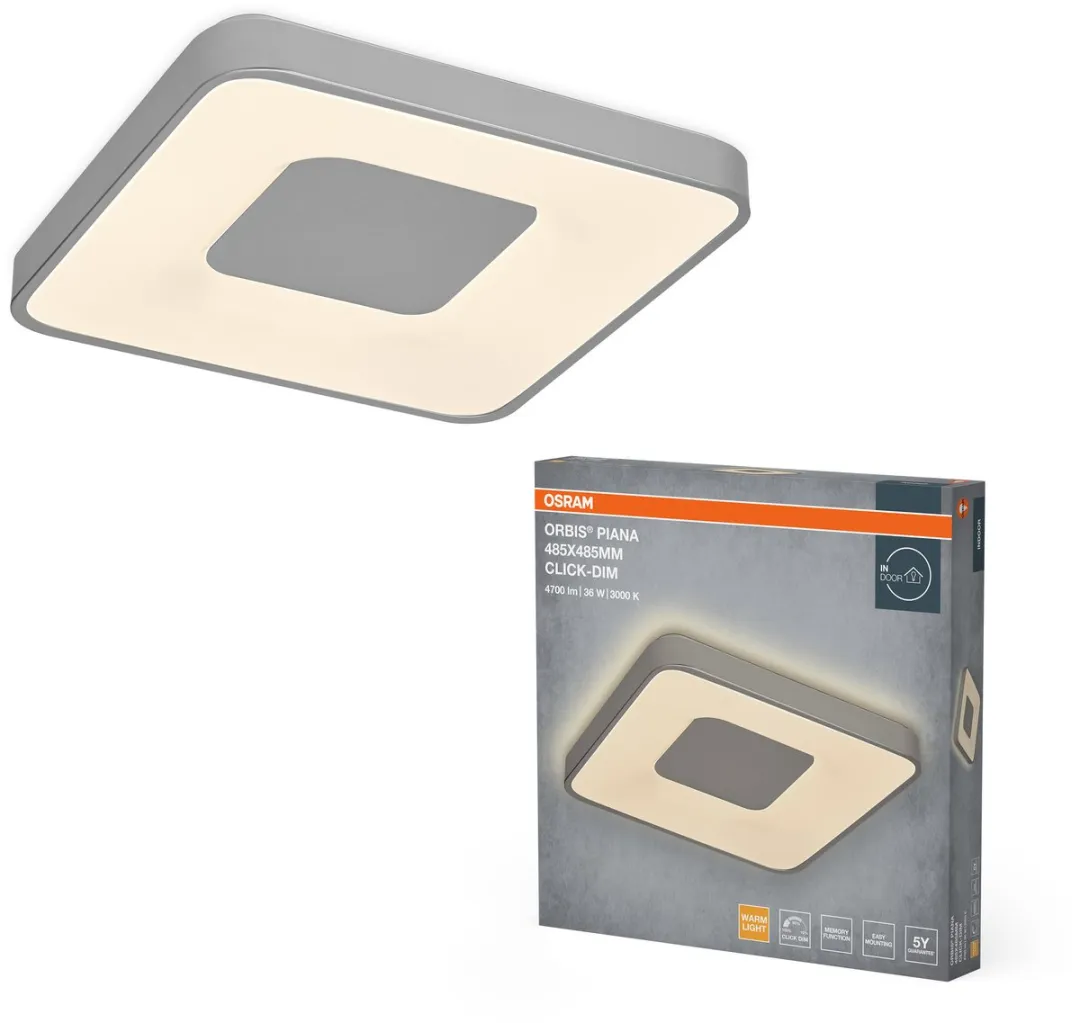 Osram Orbis Piana LED Plafondlamp 485mm 36W - 3000K Warm Wit - Zilver