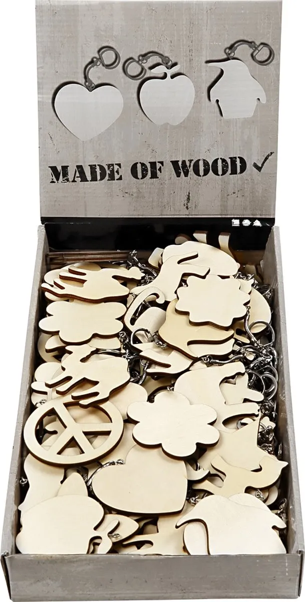 Creativ Company Houten Sleutelhangers Figuren 128 Stuks - Triplex