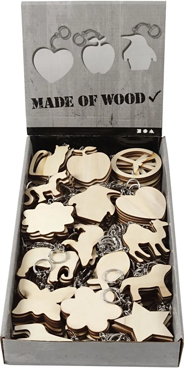 Creativ Company Houten Sleutelhangers Figuren 128 Stuks - Triplex