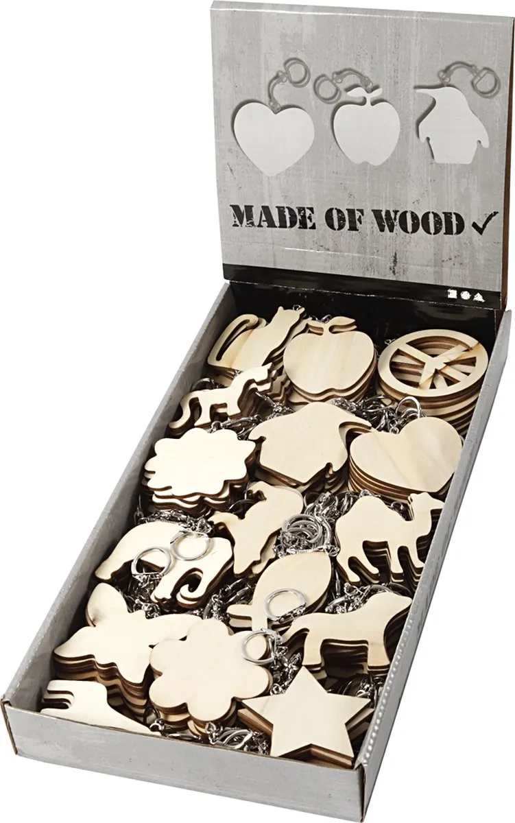 Creativ Company Houten Sleutelhangers Figuren 128 Stuks