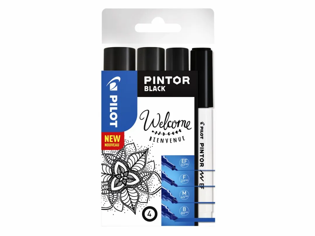 Pilot Pintor Zwart Verfstiften Set EF/F/M/B