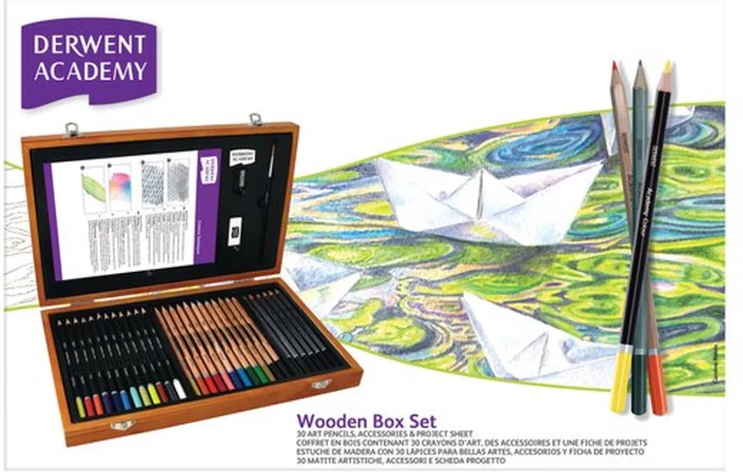 Derwent Academy Houten Set - 30 Potloden + 5 Accessoires