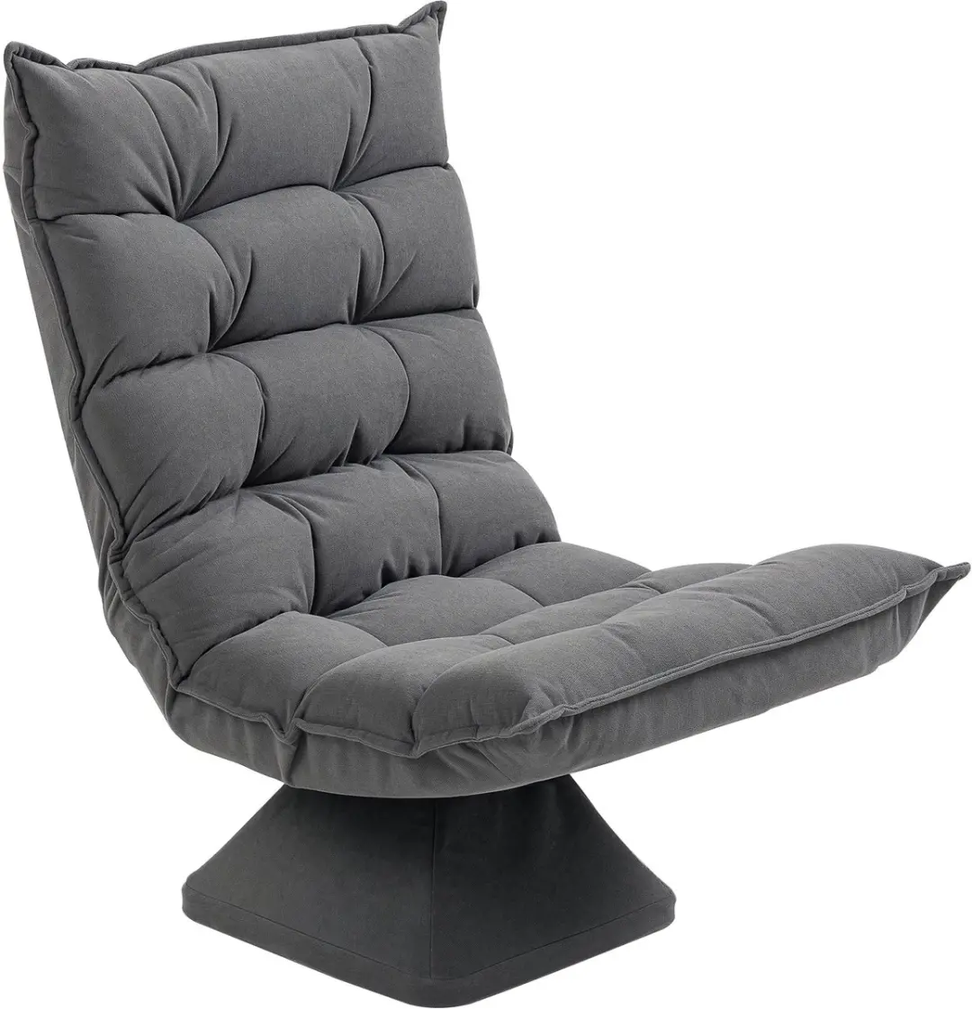 HOMCOM-Bodenstuhl-Stahl, Leinenimitat-62L x 70B x 95H cm-Grau