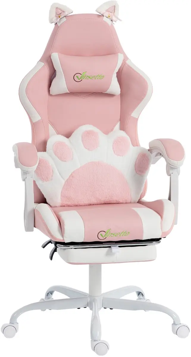Vinsetto Gamingstoel-Kunstleer-63,5L x 53B x 118-128H cm-Roze