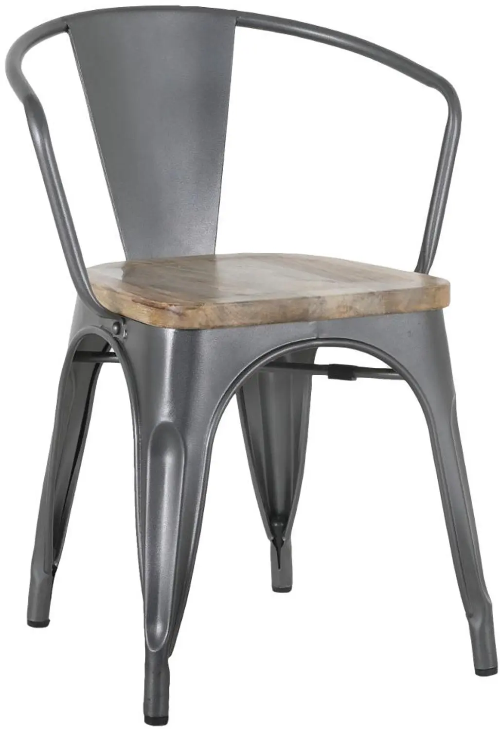 Bolero Bistro Curve Armstoelen Met Houten Zitting Donkergrijs (4 stuks)