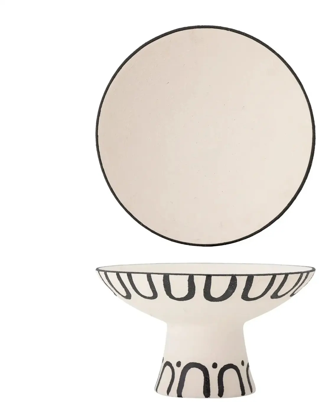 Bloomingville Mayotte Schaal op Voet - Ø26cm - Zwart-Wit - afbeelding 3 van 4