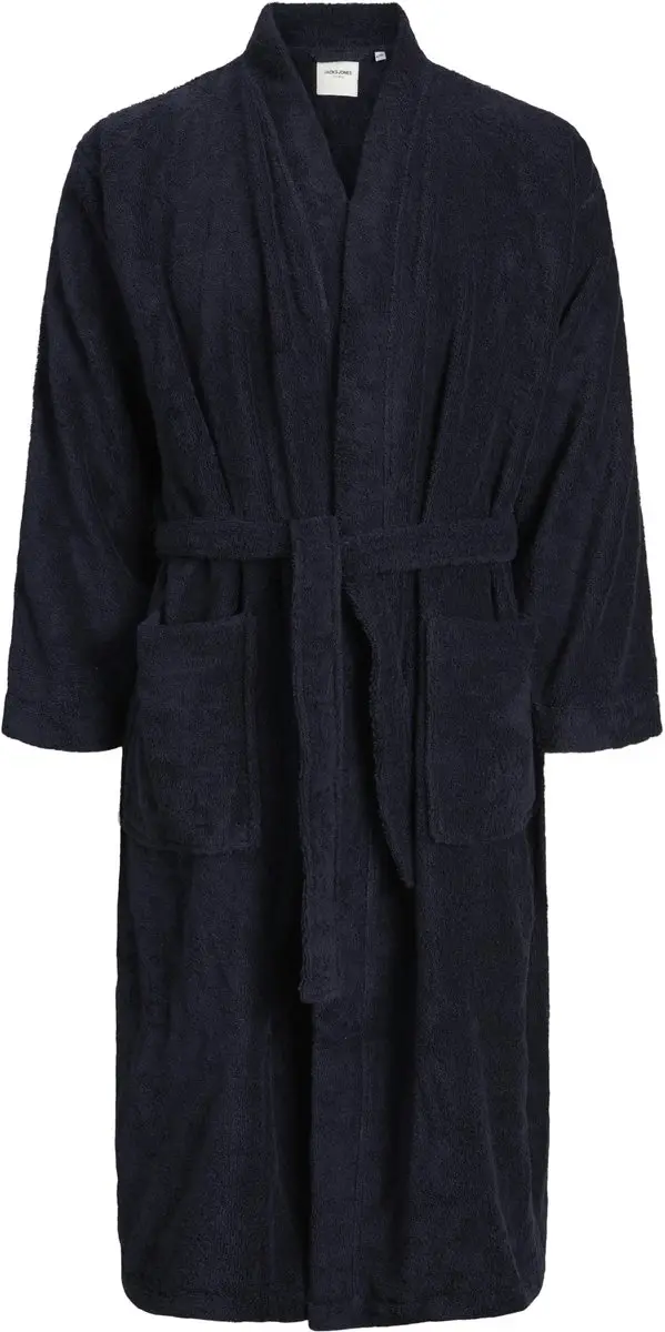 Jack & Jones Badjas Heren Badstof JACSOLID BATHROBE Donkerblauw