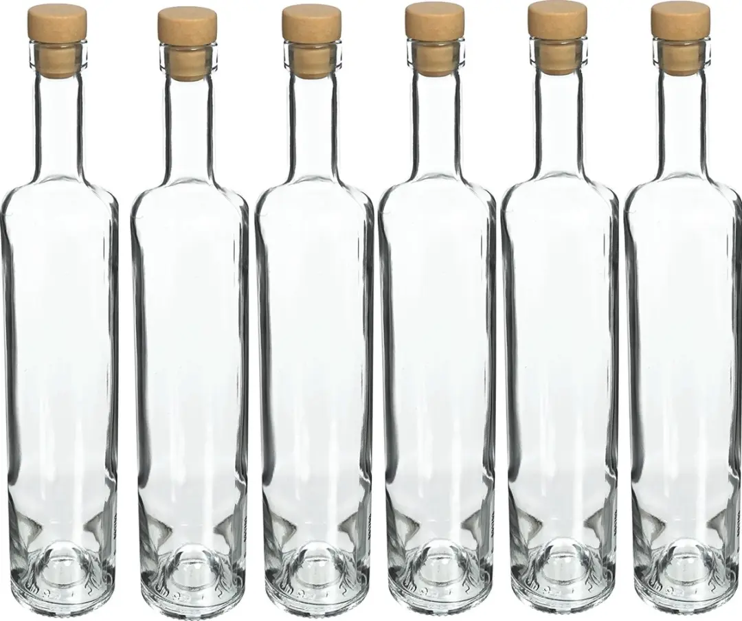 ‎Glazen flesjes Marina met kurk 500ml 6 stuks