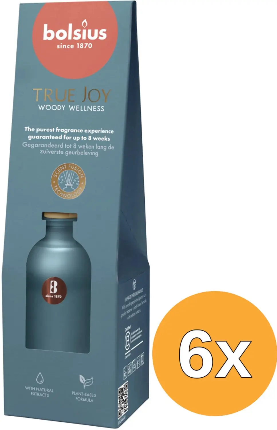 6x Bolsius Geurverspreider 80 ml True Joy Woody Wellness (1 stuk)