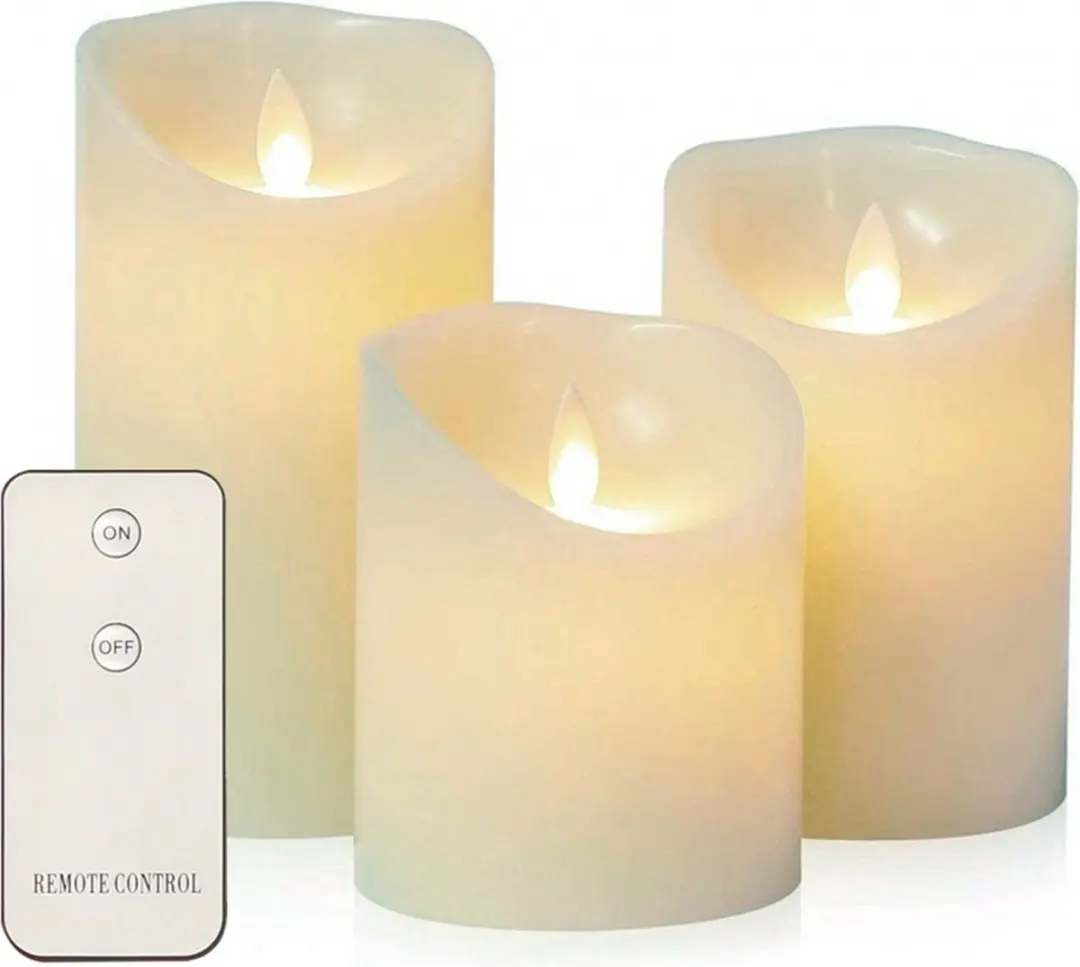 Lumineo LED Stompkaarsen Set/3 Afstandsbediening - Warm Wit - afbeelding 2 van 3