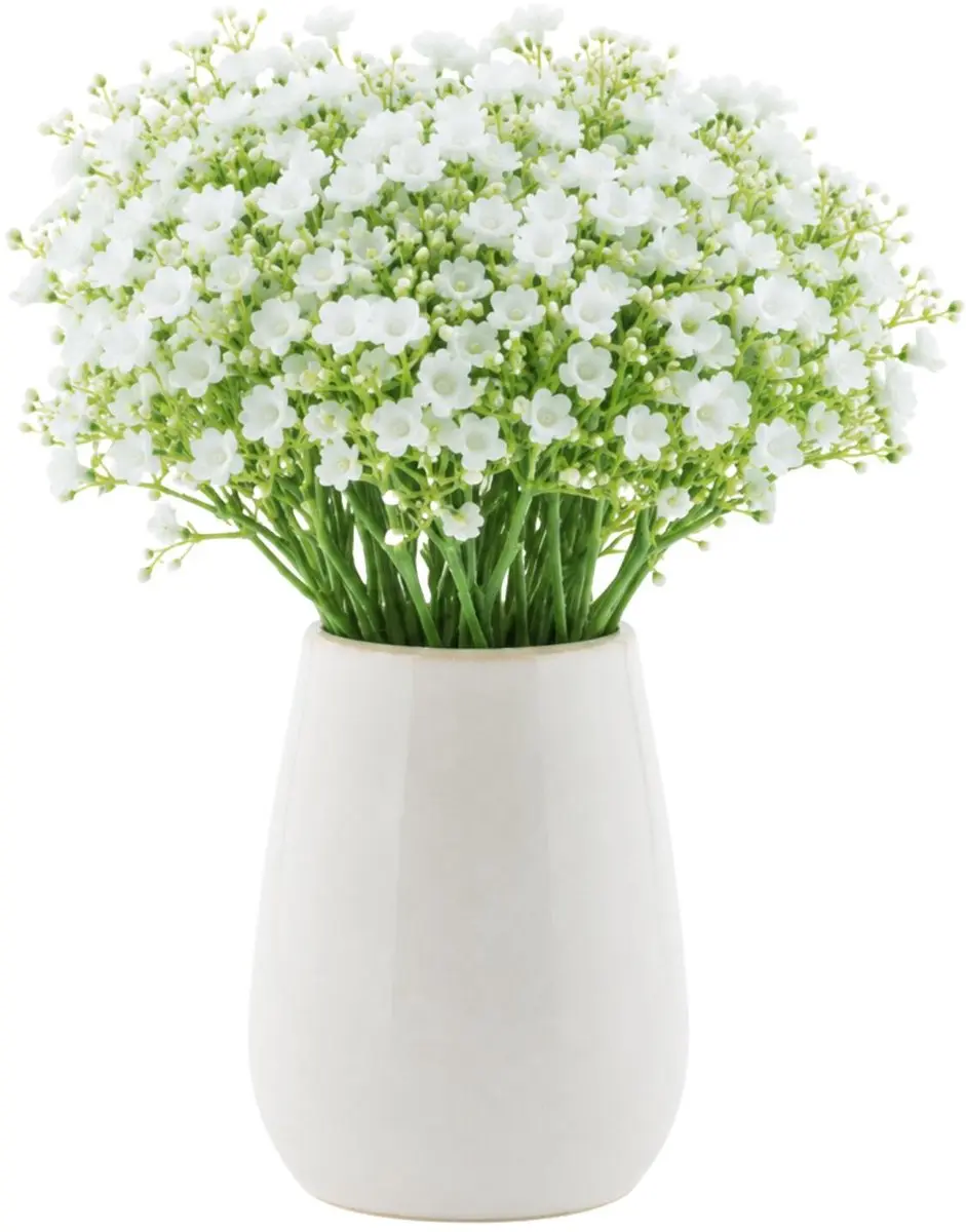 Bellatio Design Kunstbloemen boeket Gipskruid - 3x - 30 cm - wit - kunst zijdebloemen - Gypsophila
