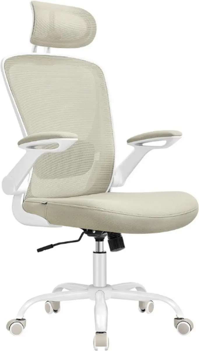 SONGMICS Bureaustoel, Ergonomische bureaustoel met mesh rugleuning, Opklapbare a