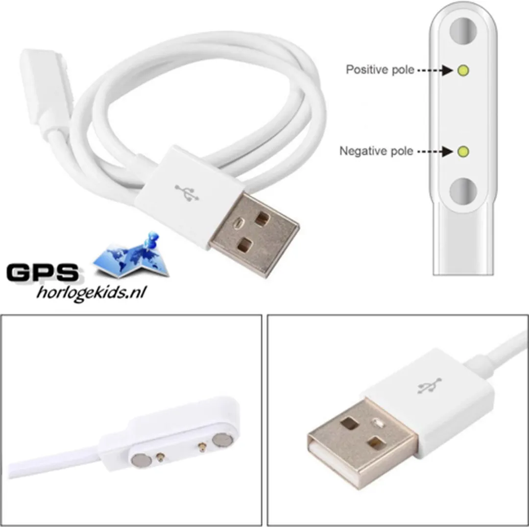 GPSHorlogeKids© - GPS horloge kind oplaadkabel - smartwatch kinderen laadkabel - magnetic charge 4G (2-pins)