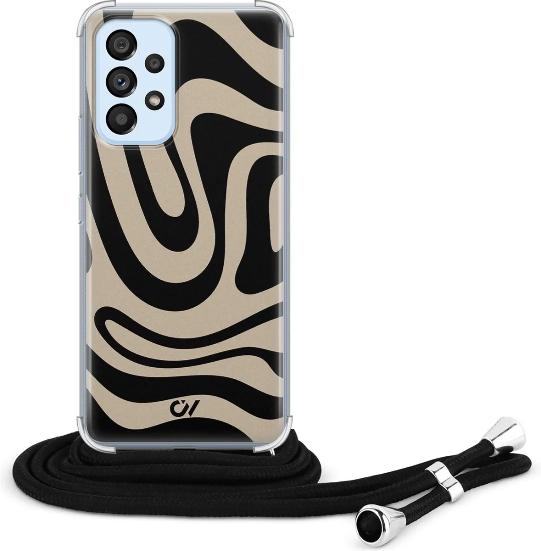 Casevibes A53 Telefoonhoesje - Abstract Black Waves - Zwart - C/A53/UV/013