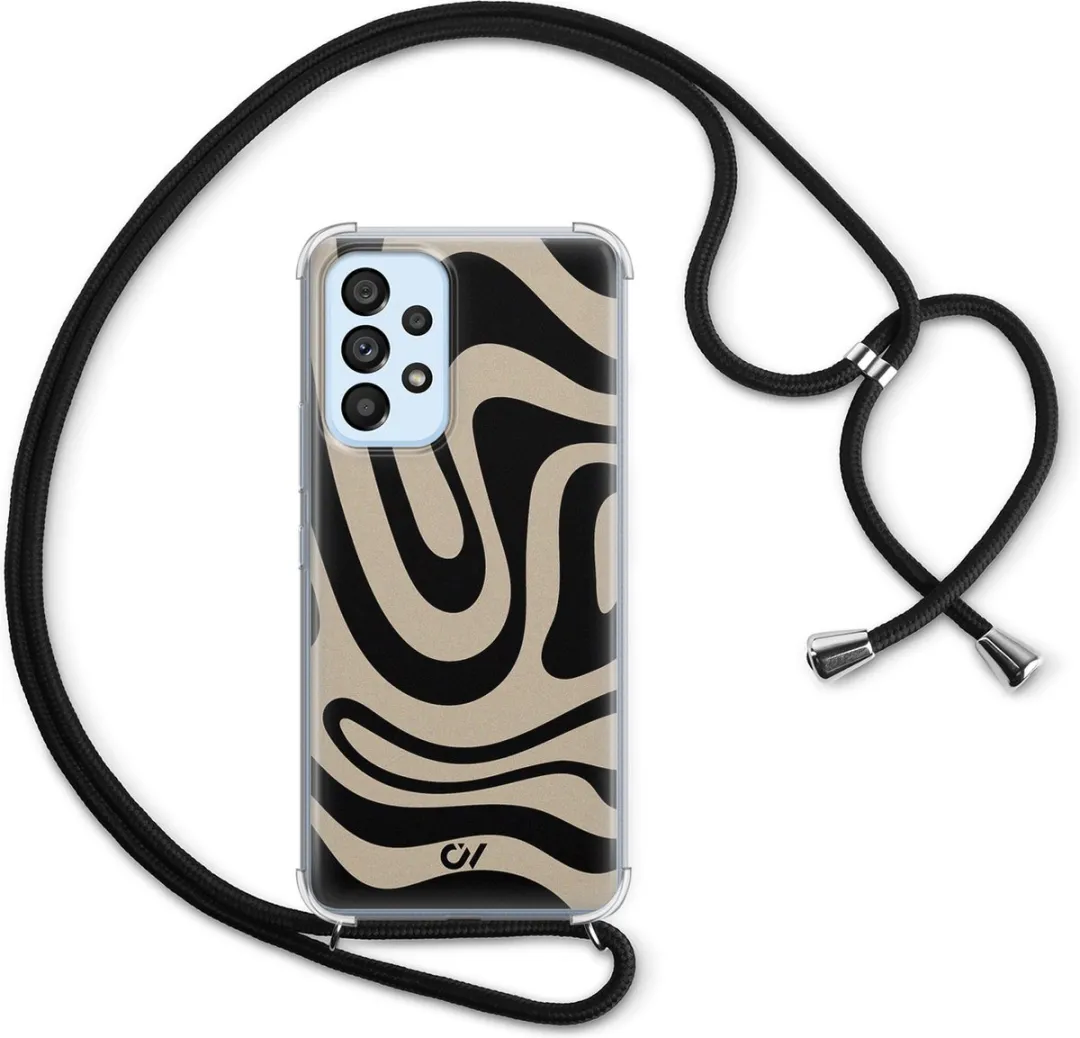Casevibes A53 Telefoonhoesje - Abstract Black Waves - Zwart - C/A53/UV/013