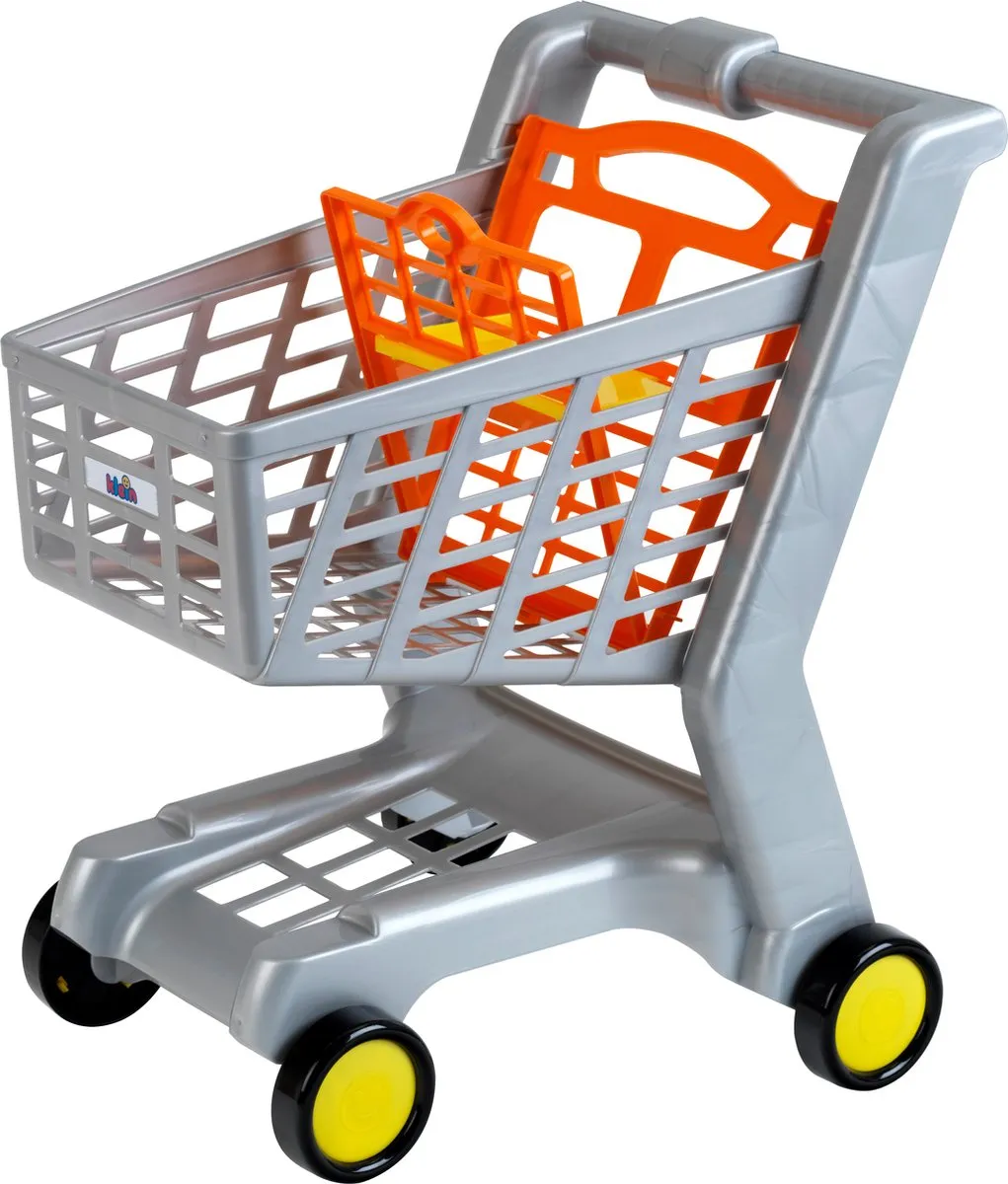 Klein Toys Boodschappenwagentje - 42x35x47cm - Grijs/Geel/Oranje