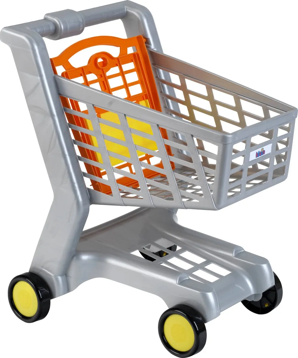 Klein Toys Boodschappenwagentje - 42x35x47cm - Grijs/Geel/Oranje