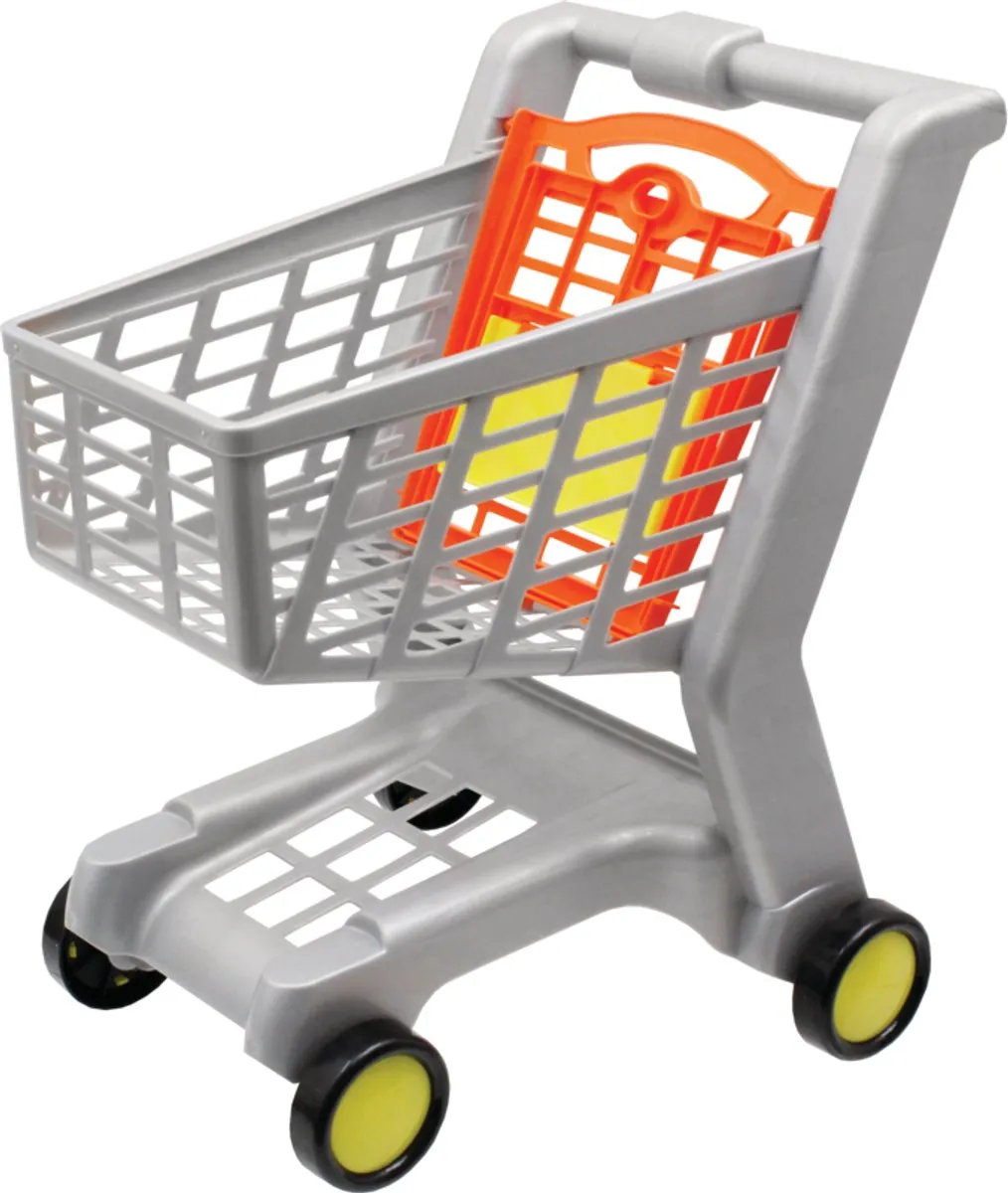 Klein Toys Boodschappenwagentje - 42x35x47cm - Grijs/Geel/Oranje