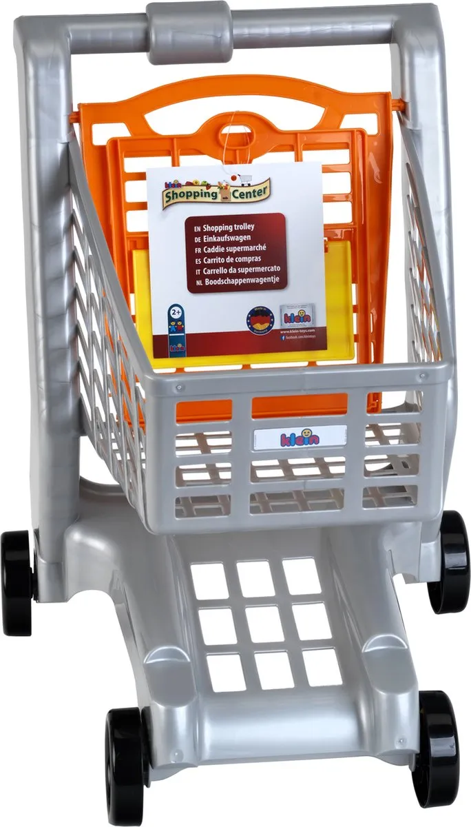Klein Toys Boodschappenwagentje - 42x35x47cm - Grijs/Geel/Oranje