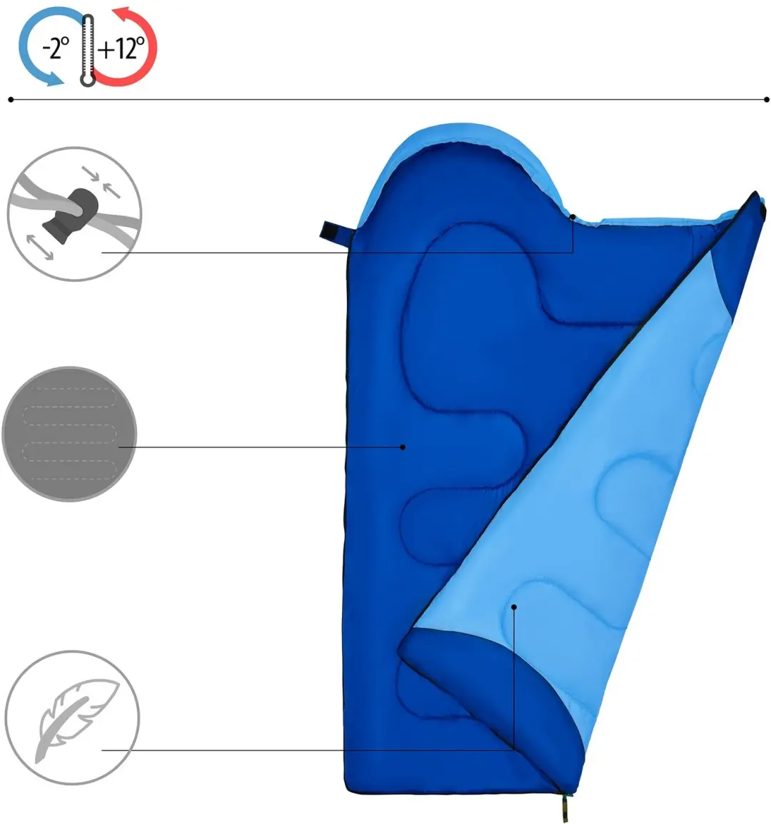 Nils Camp Junior Mummie Slaapzak - 180cm - Blauw - afbeelding 5 van 6