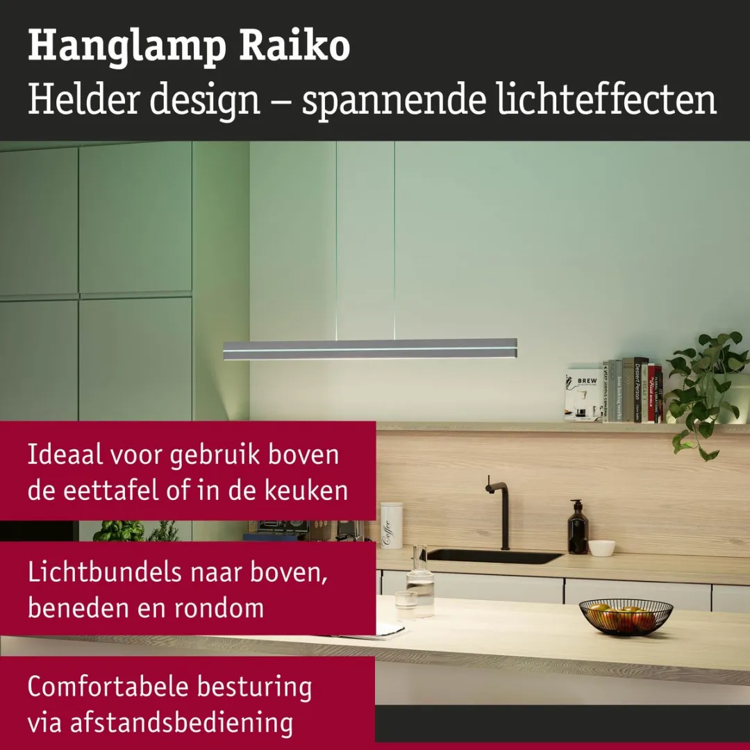 Paulmann LED Hanglamp Raiko RGBW+ - 1400lm - Zilver mat