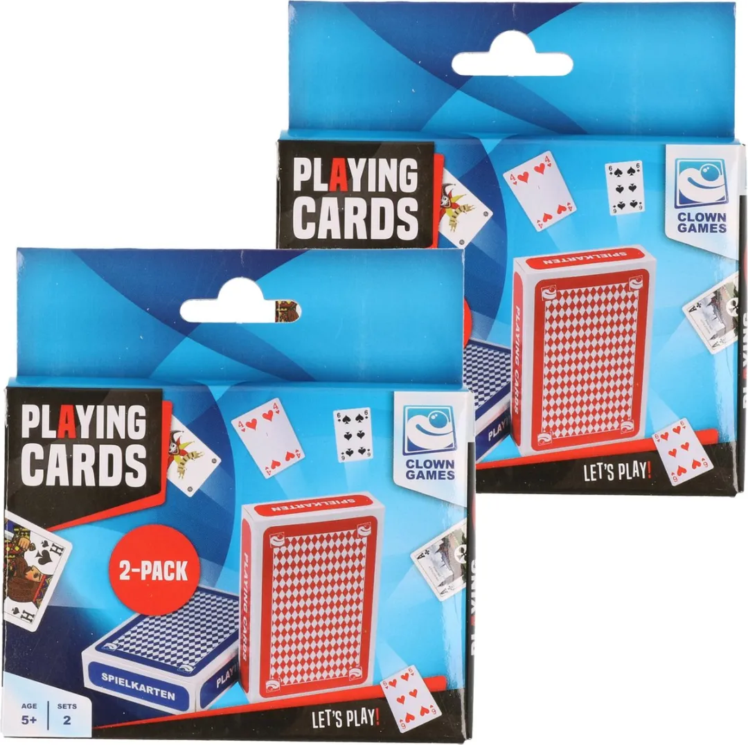 Clown Games Speelkaarten - 4 Stuks - Rood & Blauw