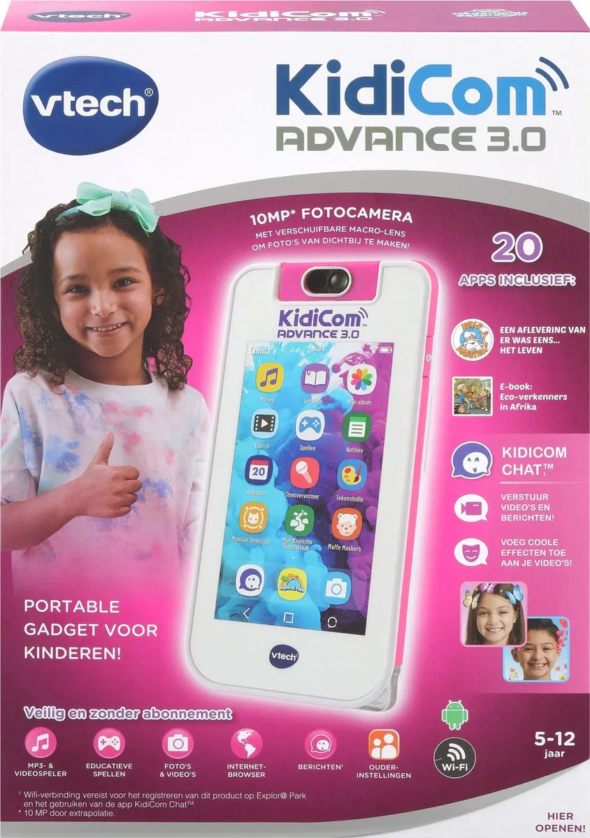VTech KidiCom Advance 3.0 Telefoon - Roze - 10MP