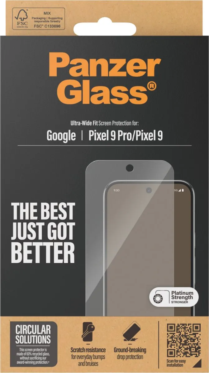 PanzerGlass Ultra-Wide Fit Google Pixel 9 Schermbeschermer - Case Friendly
