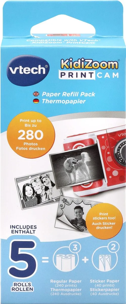 VTech KidiZoom Print Cam Navulverpakking - 5 Rollen Transparant