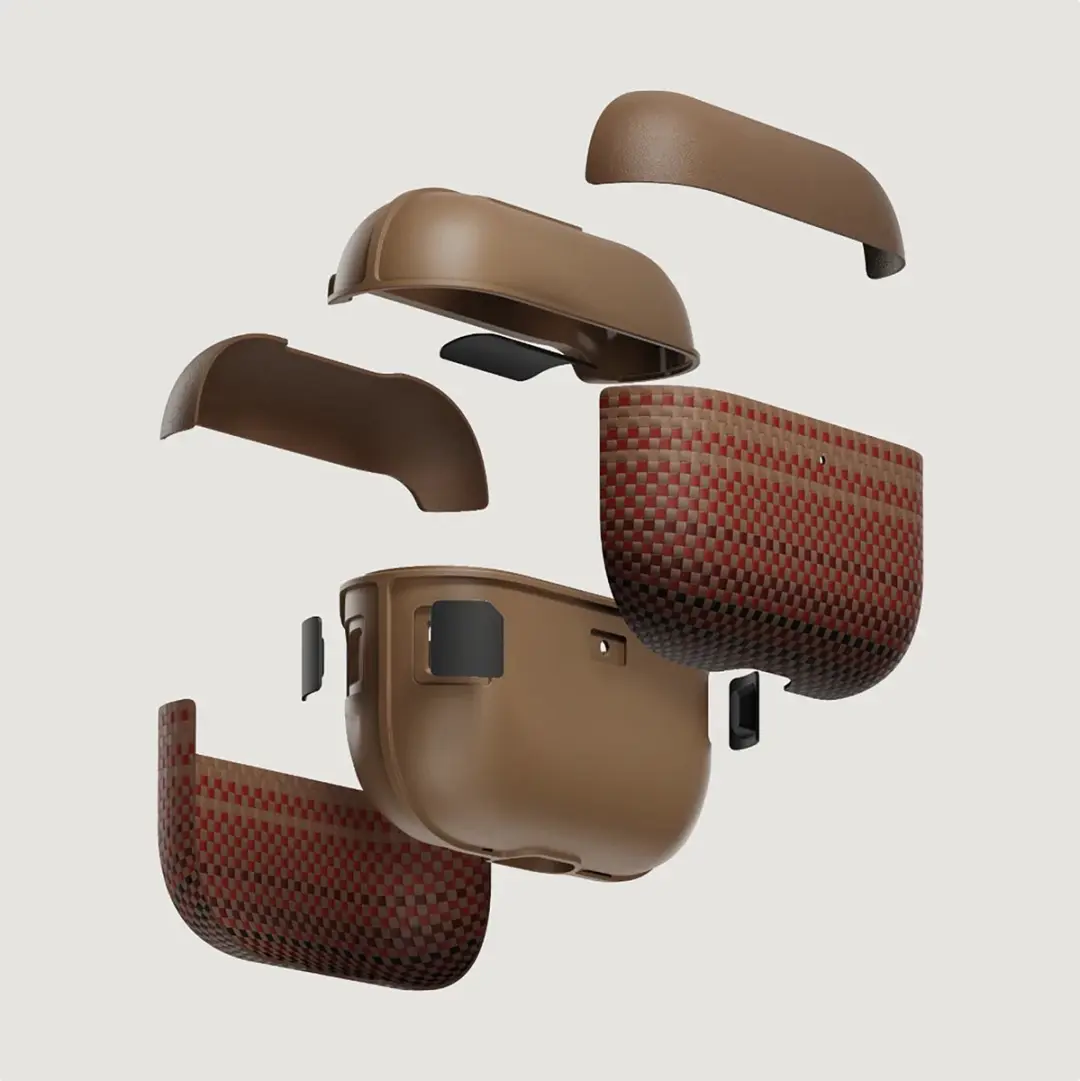 Pitaka Aramid Fiber Hoesje AirPods Pro 3 - Oranje - afbeelding 6 van 6