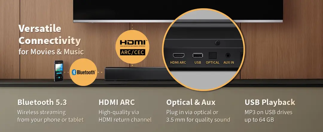 Sharp HT-SB121 Soundbar - Zwart - afbeelding 5 van 6