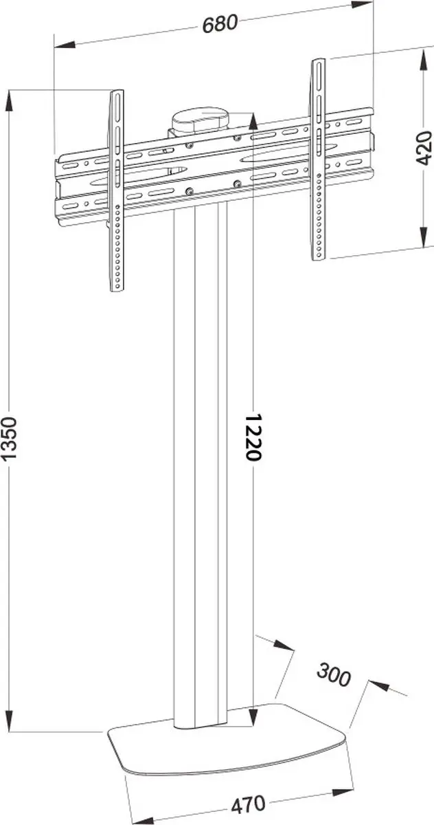 Techly ICA-TR27 Vloerstandaard voor TV 32-55 inch - Zwart - afbeelding 4 van 6