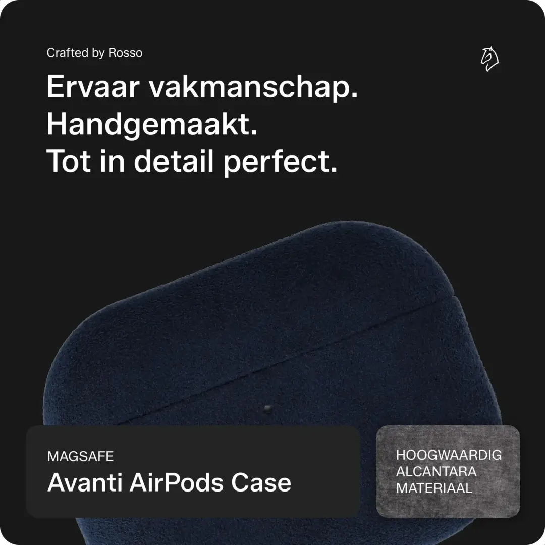 Rosso Avanti Hoesje AirPods Pro 3 MagSafe - Alcantara - Blauw - afbeelding 4 van 6