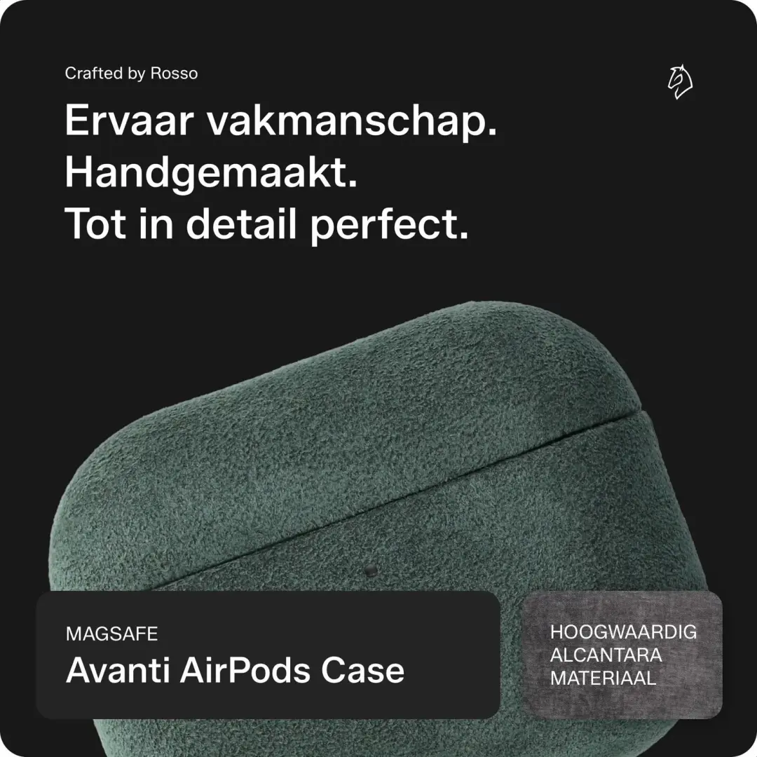 Rosso Avanti Hoesje AirPods Pro 3 - Alcantara - Groen - afbeelding 2 van 6