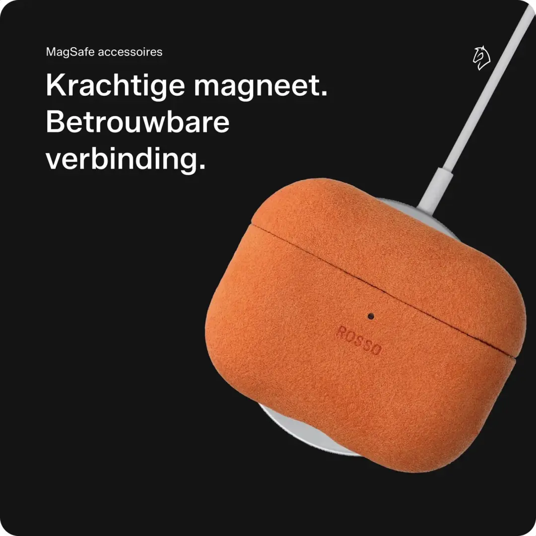 Rosso Avanti Hoesje AirPods Pro 3 - Alcantara - Oranje - afbeelding 5 van 6