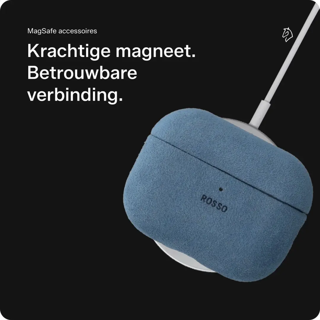Rosso Avanti Hoesje AirPods Pro 1/2 - Alcantara - Blauw - afbeelding 2 van 6