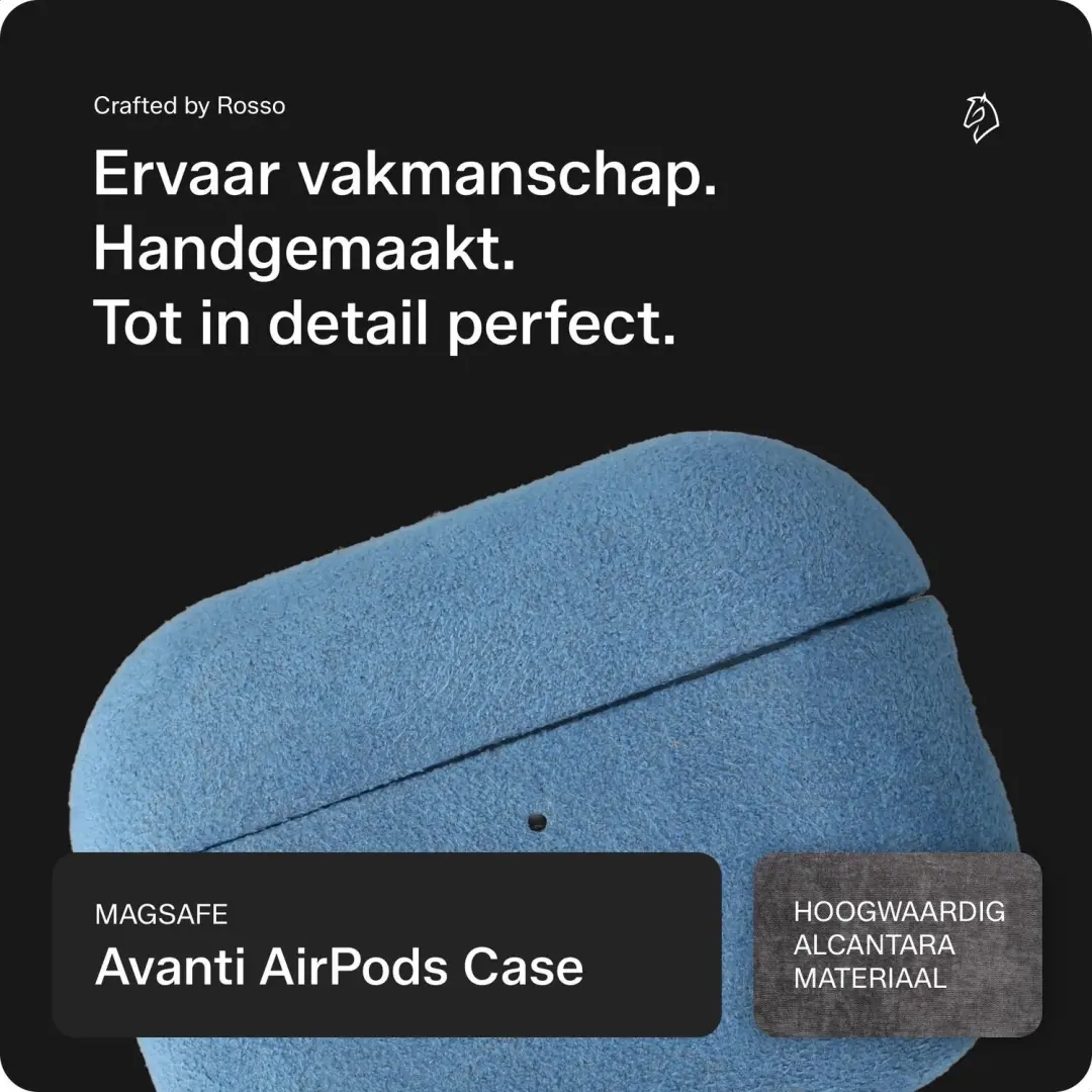 Rosso Avanti Hoesje AirPods Pro 1/2 - Alcantara - Blauw - afbeelding 4 van 6