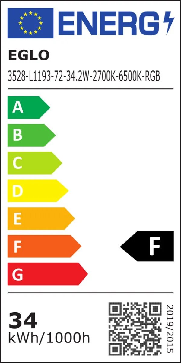 EGLO connect.z Turcona-Z Smart Plafondlamp 120cm - Wit - RGB & Wit - Zigbee