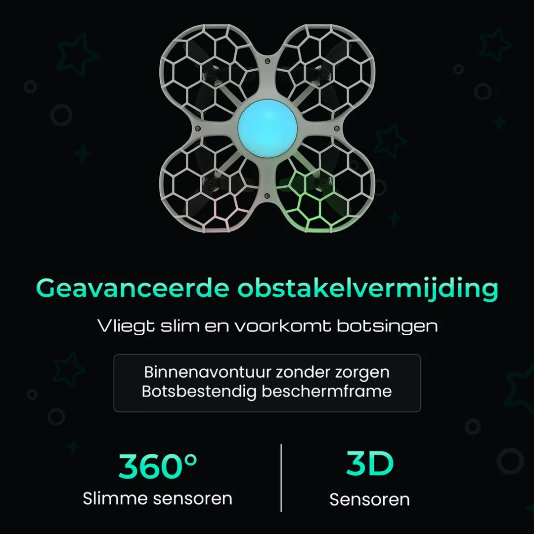 CosmoToys Mini Drone - voor Kinderen - Vliegtuig Speelgoed - RC Vliegtuig - met LED Verlichting - 16 Min. Vliegtijd - Incl. 2 Accu's + Opbergcase