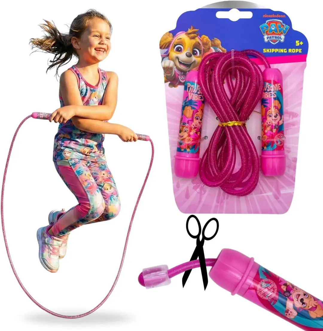 Paw Patrol Roze, verstelbare springtouw voor meisjes, springtouw met handvatten